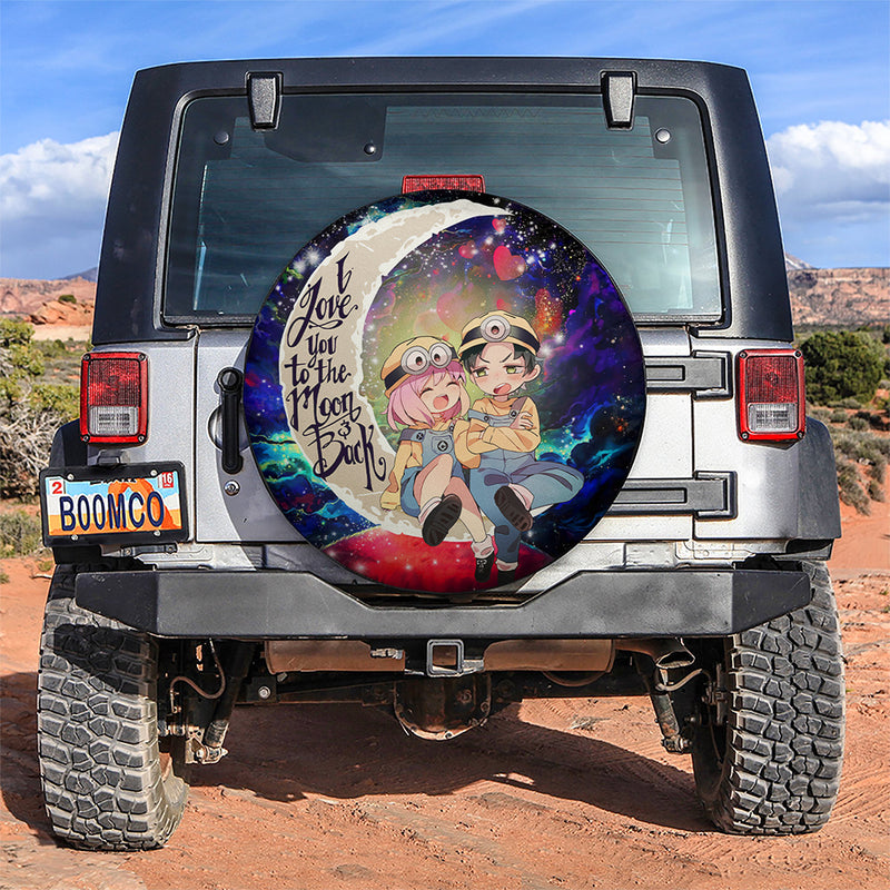 Anya x Damian Anime Couple Love You To The Moon Galaxy Car Spare Tire Covers Gift For Campers Nearkii