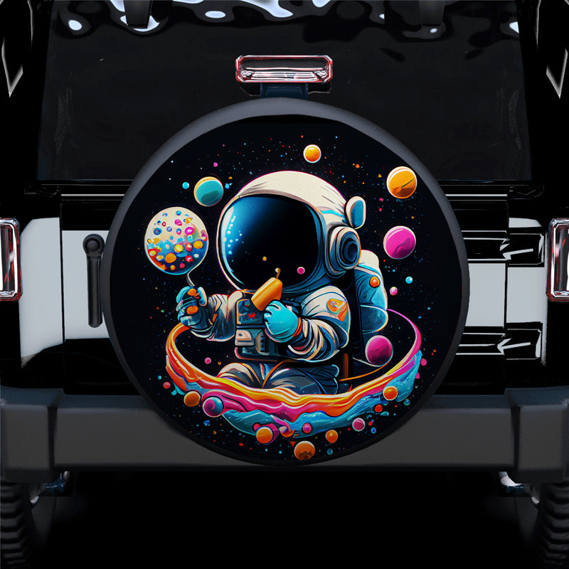 Cute Astronaut Eat Candy Car Spare Tire Covers Gift For Campers Nearkii