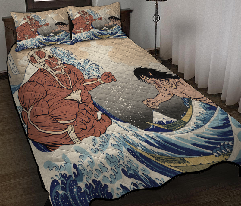 Attack On Titans The Great Wave Japan Anime Quilt Bed Sets
