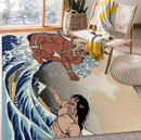 Attack On Titans The Great Wave Japan Anime Rectangular Area Rug