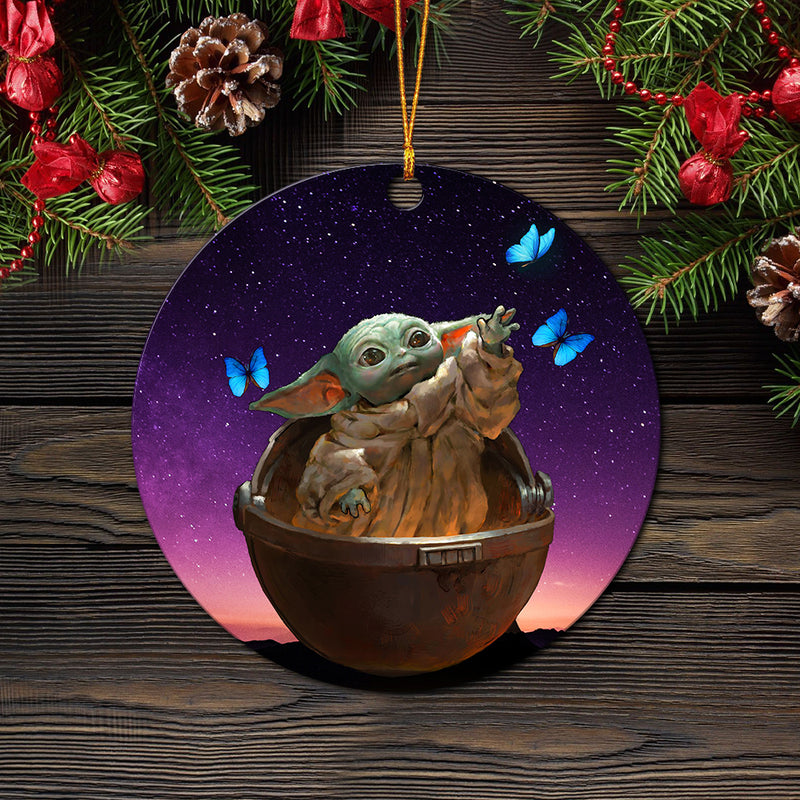 Baby Yoda Galaxy Butterfly Mica Ornament Perfect Gift For Holiday Nearkii
