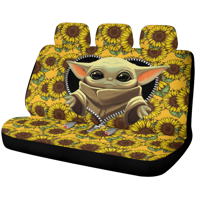 Baby Yoda Sunflower Zipper Car Back Seat Covers Decor Protectors Nearkii