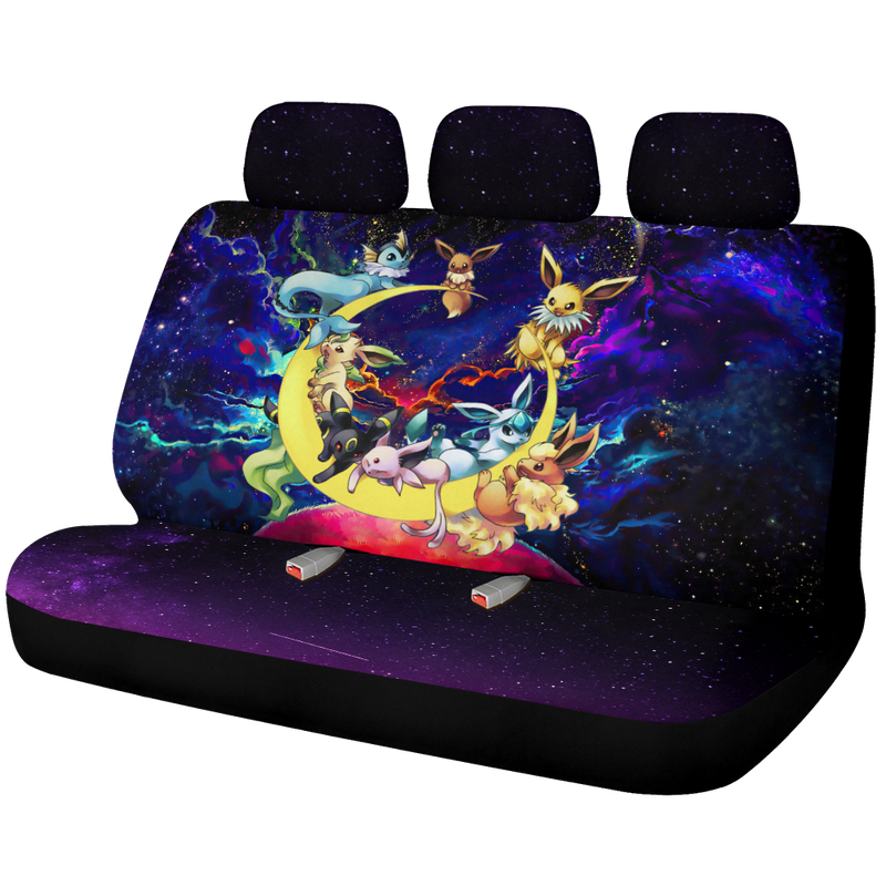 Eevee Evolution Pokemon Family Moon Galaxy Premium Custom Car Back Seat Covers Decor Protectors Nearkii