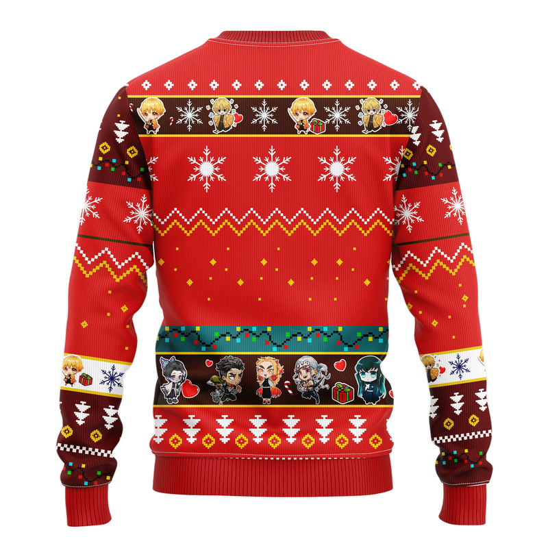 Agatsuma Zenitsu Demon Slayer Anime Ugly Christmas Sweater Red 1 Amazing Gift Idea Thanksgiving Gift