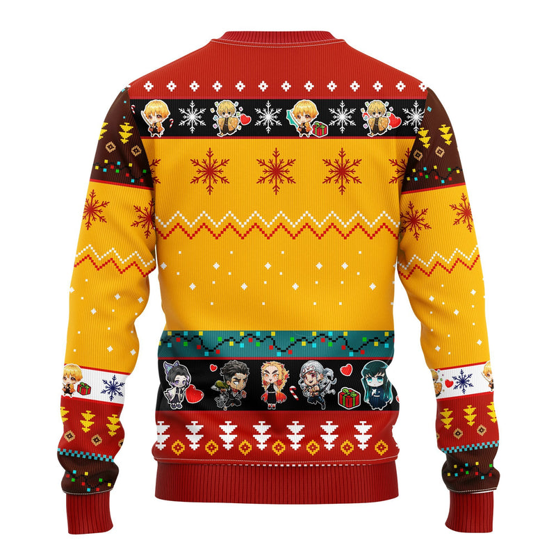 Agatsuma Zenitsu Demon Slayer Ugly Christmas Sweater Yellow 1- Amazing Gift Idea Thanksgiving Gift Nearkii