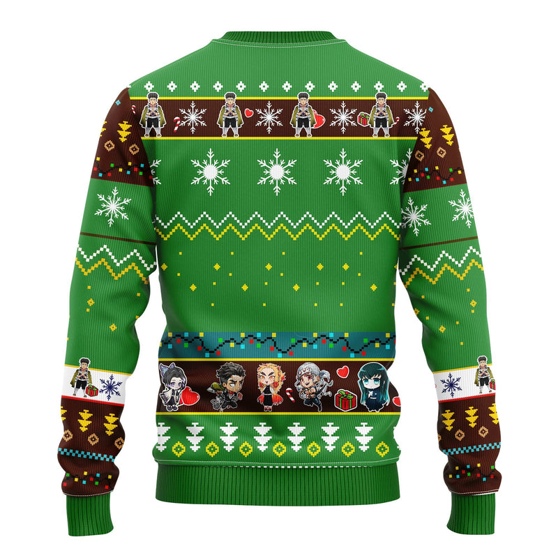 Gyomei Himejima Demon Slayer Anime Ugly Christmas Sweater Green 1 Amazing Gift Idea Thanksgiving Gift