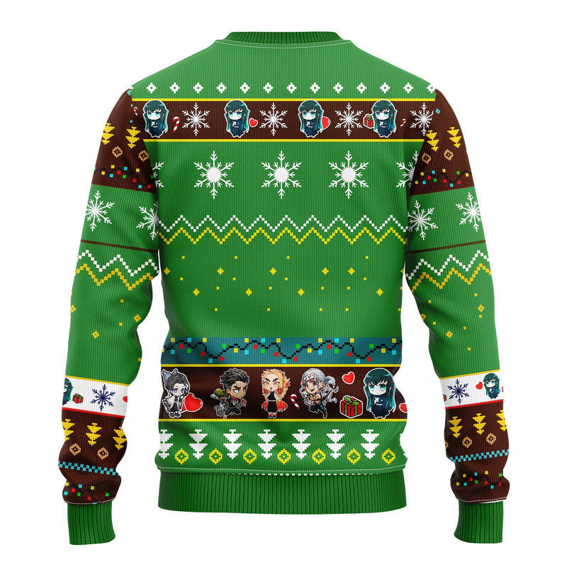 Muichiro Tokito Christmas Demon Slayer Anime Ugly Christmas Sweater Green 1 Amazing Gift Idea Thanksgiving Gift Nearkii