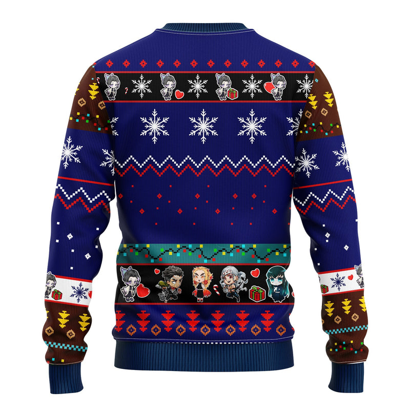 Shinobu Kocho Demon Slayer Anime Ugly Christmas Sweater Blue 1 Amazing Gift Idea Thanksgiving Gift Nearkii