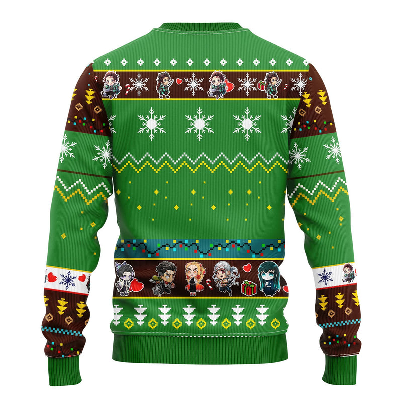 Tanjiro Kamado Demon Slayer Anime Ugly Christmas Sweater Green 1- Amazing Gift Idea Thanksgiving Gift Nearkii