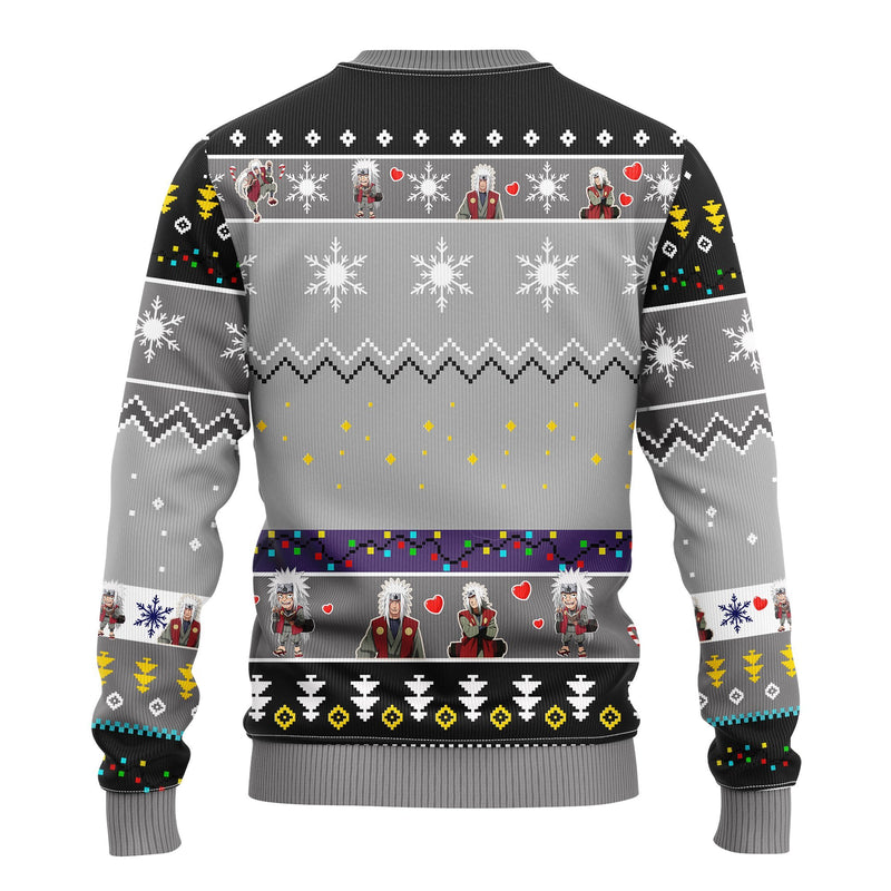 Jiraiya Naruto Anime Ugly Christmas Sweater Gray Amazing Gift Idea Thanksgiving Gift Nearkii