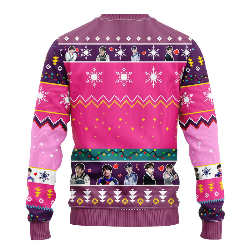 Jungkook Bts Ugly Christmas Sweater Pink- Amazing Gift Idea Thanksgiving Gift Nearkii