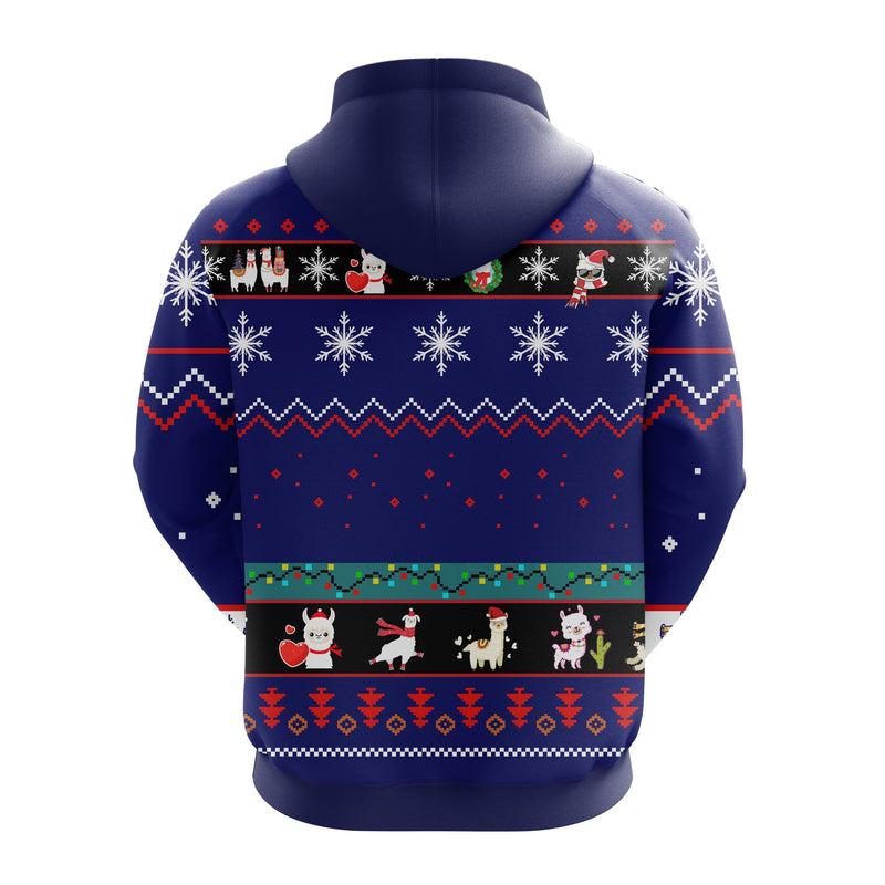 Llama Christmas Cute Noel Mc Ugly Hoodie Blue 1- Amazing Gift Idea Thanksgiving Gift Nearkii