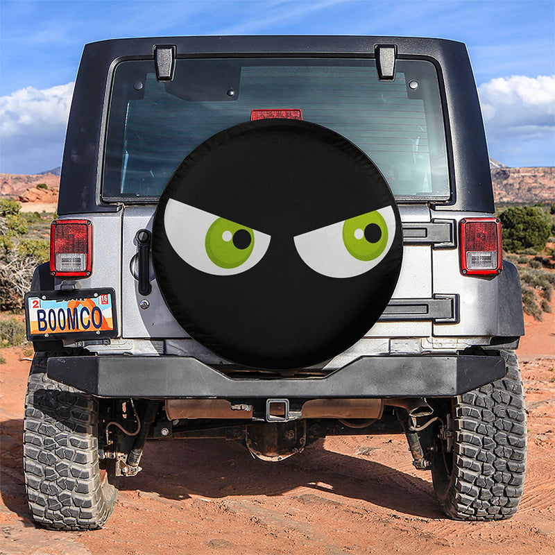 Black Cartoon Angry Funny Eyes Jeep Car Spare Tire Covers Gift For Campers Nearkii