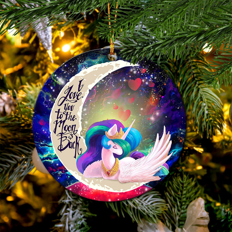Beauty Unicorn Love You To The Moon Galaxy Mica Circle Ornament Perfect Gift For Holiday Nearkii