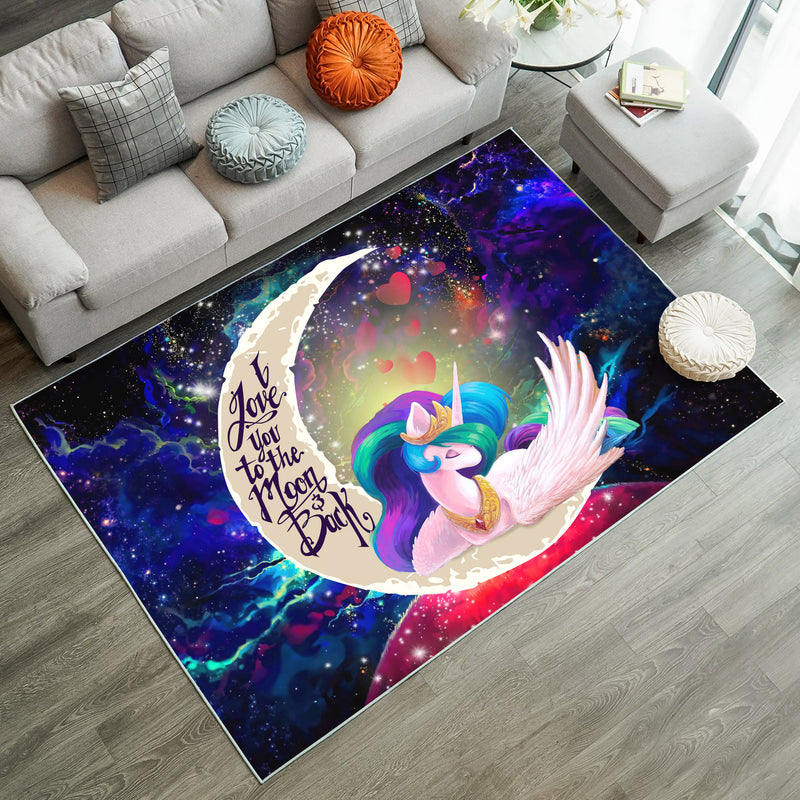 Beauty Unicorn Dog Love You To The Moon Galaxy Rug Carpet Rug Home Room Decor Nearkii