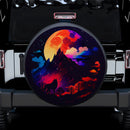 Colorful Big Moon Star Sky Wolf Mountains Jeep Car Spare Tire Cover
