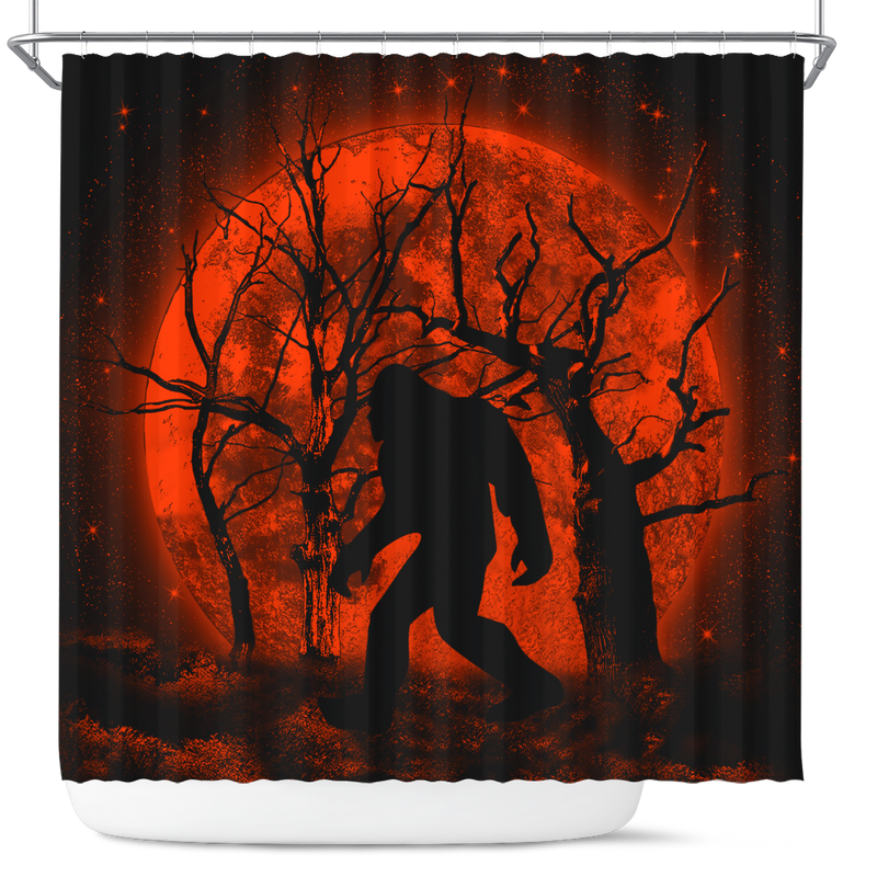 Bigfoot Silhouette Moonlight Shower Curtain Nearkii