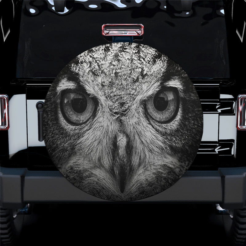 Black And Gray Owl Spare Tire Cover Gift For Campers Nearkii