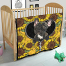 Black French Bulldog Sunflower Zipper Quilt Blanket Nearkii