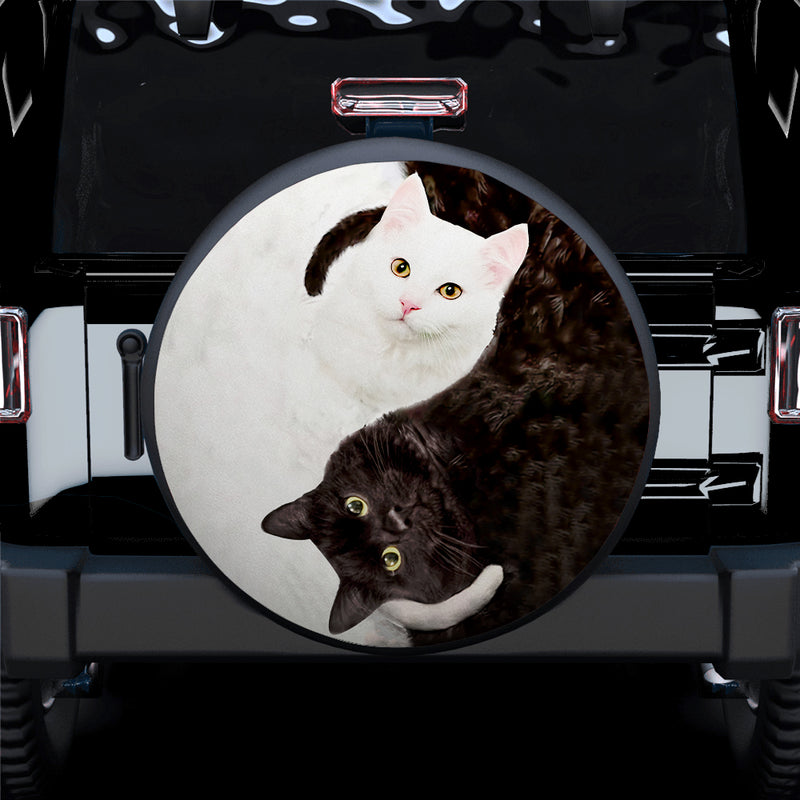 Black White Cats Yin Yang Jeep Car Spare Tire Covers Gift For Campers Nearkii