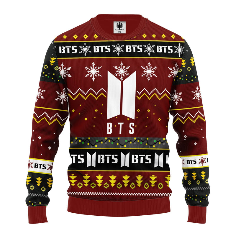 Bts Ugly Christmas Sweater Red Brown 1 Amazing Gift Idea Thanksgiving Gift Nearkii