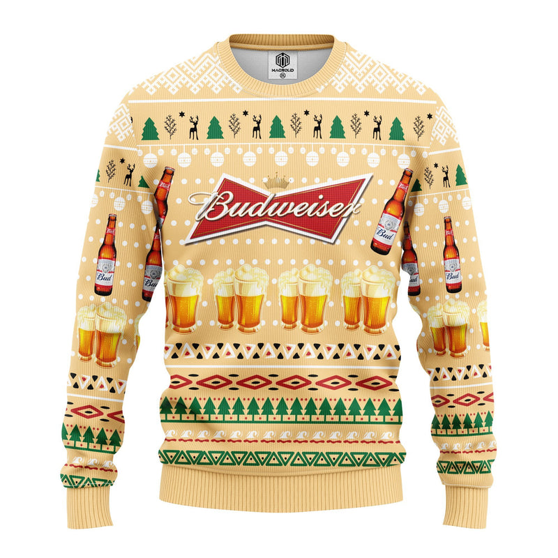 Budweiser Beer Ugly Christmas Sweater Amazing Gift Idea Thanksgiving Gift