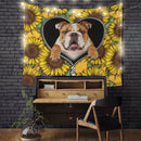 Bull Dog Sunflower Zipper Tapestry Room Decor Nearkii