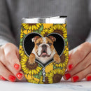 Bulldog Sunflower Zipper Wine Tumbler Nearkii