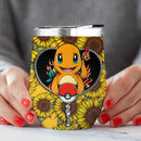 Charmander Sunflower Zipper Wine Tumbler Nearkii