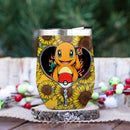 Charmander Sunflower Zipper Wine Tumbler Nearkii