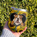 Bulldog Sunflower Zipper Wine Tumbler Nearkii