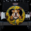 Bulldog Sunflower Zipper Car Spare Tire Covers Gift For Campers Nearkii