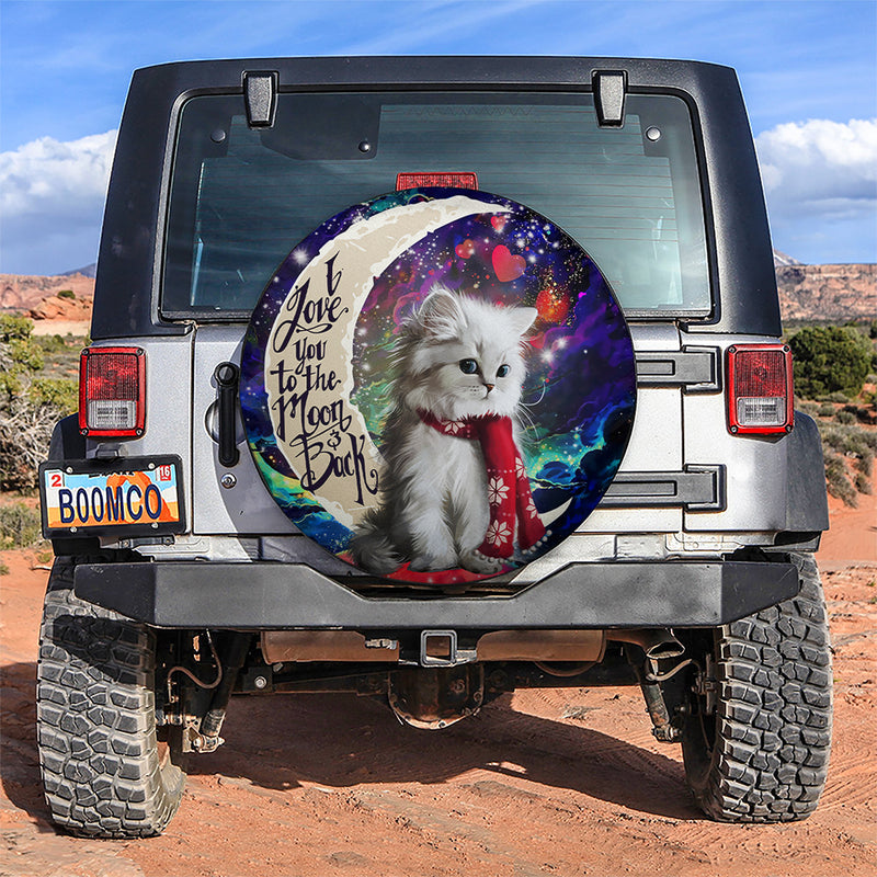 White Kitten Love You To The Moon Galaxy Car Spare Tire Covers Gift For Campers Nearkii
