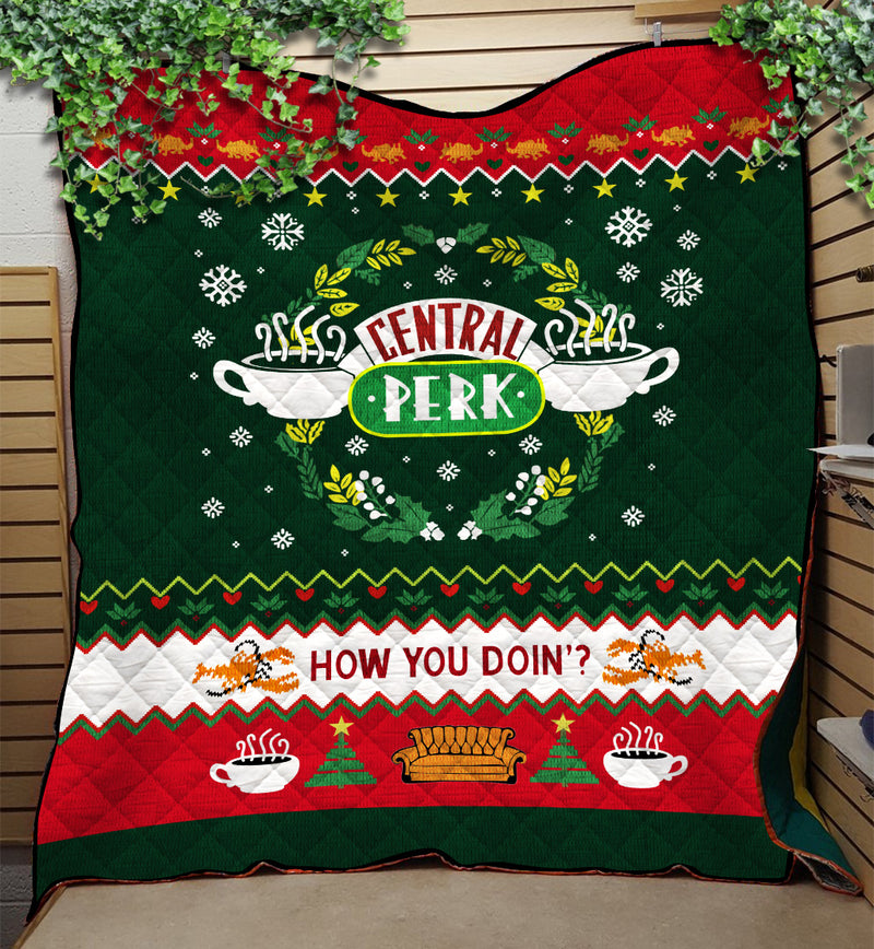 Friends Central Perk Christmas Quilt Blanket Nearkii