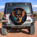 Colorful Police Chihuahua Dog Pet Portrait Jeep Car Spare Tire Cover