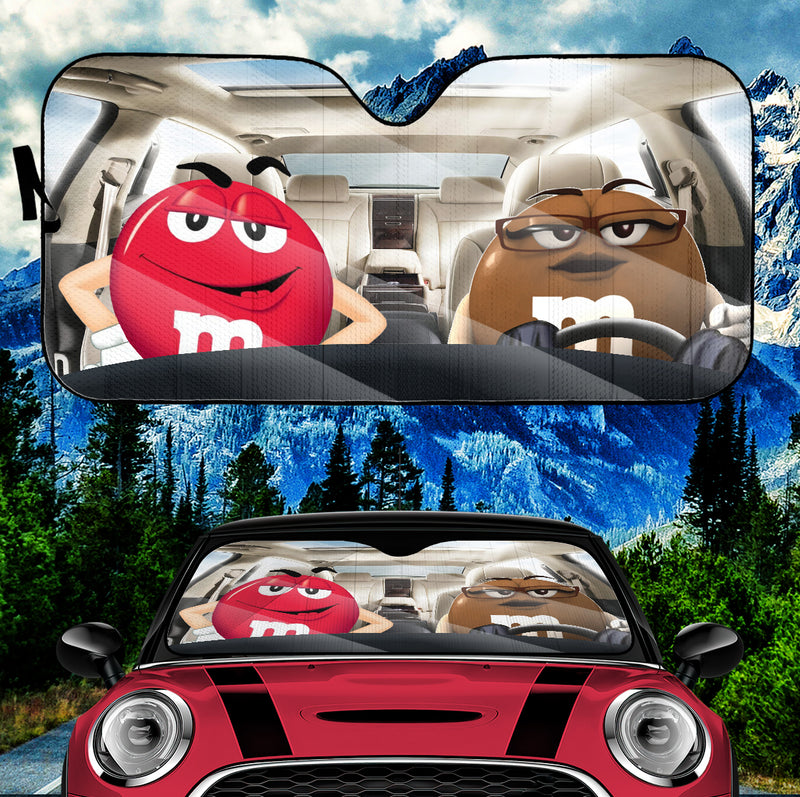 Funny M&M Chocolate Red Brown Driving Car Auto Sunshade Nearkii
