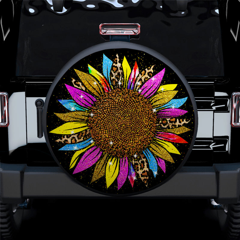 Colorful Sunflower Leopard Car Spare Tire Covers Gift For Campers Nearkii