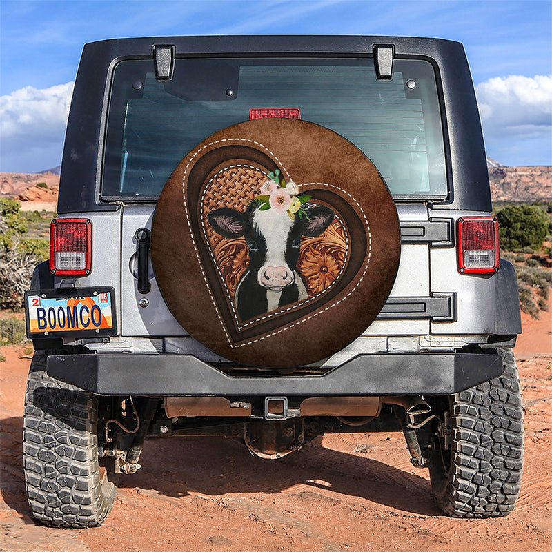 Cow Heart Flower Farm Car Spare Tire Covers Gift For Campers Nearkii