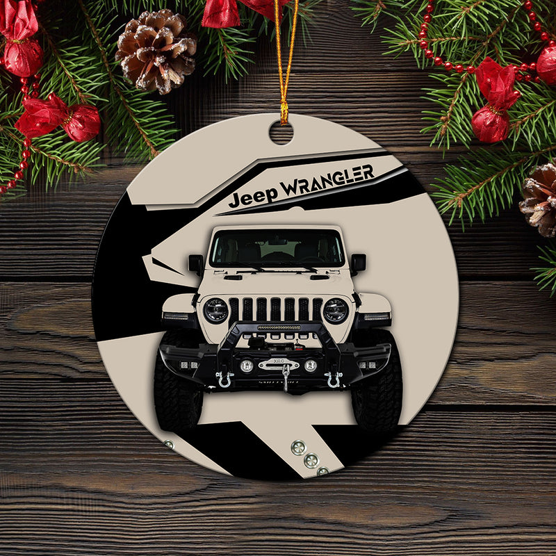 Cream Jeep Mica Ornament Perfect Gift For Holiday Nearkii