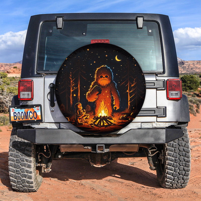 Cute Bigfoot Campfire Cooking Camping Car Spare Tire Covers Gift For Campers Nearkii