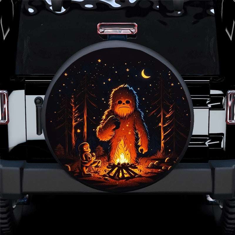 Cute Bigfoot Campfire Cooking Camping Car Spare Tire Covers Gift For Campers Nearkii