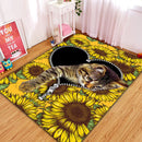 Cute Cat Sunflower Zipper Rug Carpet Rug Home Room Decor Nearkii