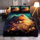 Cute Pomeranian Bedded Down In The Grass Quilt Bed Sets