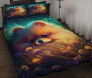 Cute Pomeranian Bedded Down In The Grass Quilt Bed Sets