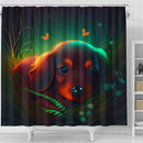 Cute Baby Dachshund Bedded Down In The Grass Shower Curtain