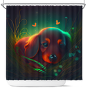 Cute Baby Dachshund Bedded Down In The Grass Shower Curtain
