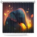 Cute Baby Elephant Bedded Down In The Grass Shower Curtain