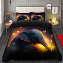 Cute Baby Elephant Bedded Down In The Grass Safe And Cozy Fireflies Bedding Set