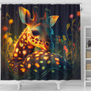 Cute Baby Giraffe Bedded Down In The Grass Shower Curtain