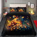 Cute Baby Giraffe Bedded Down In The Grass Safe And Cozy Fireflies Bedding Set